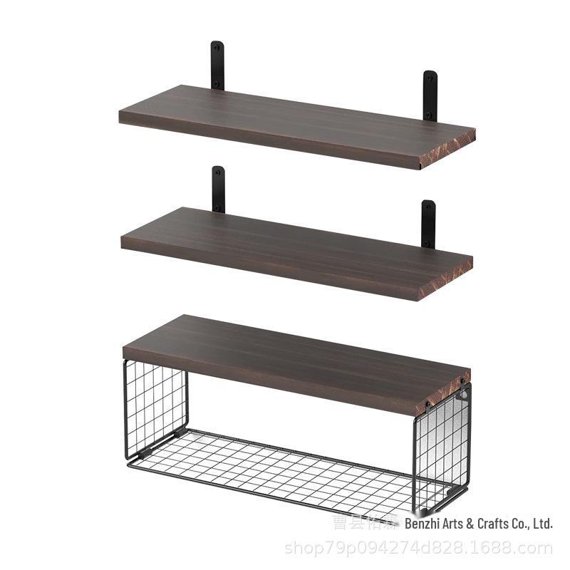 Solid Wood Wall-Mounted Floating Rack for Bathroom or Living Room