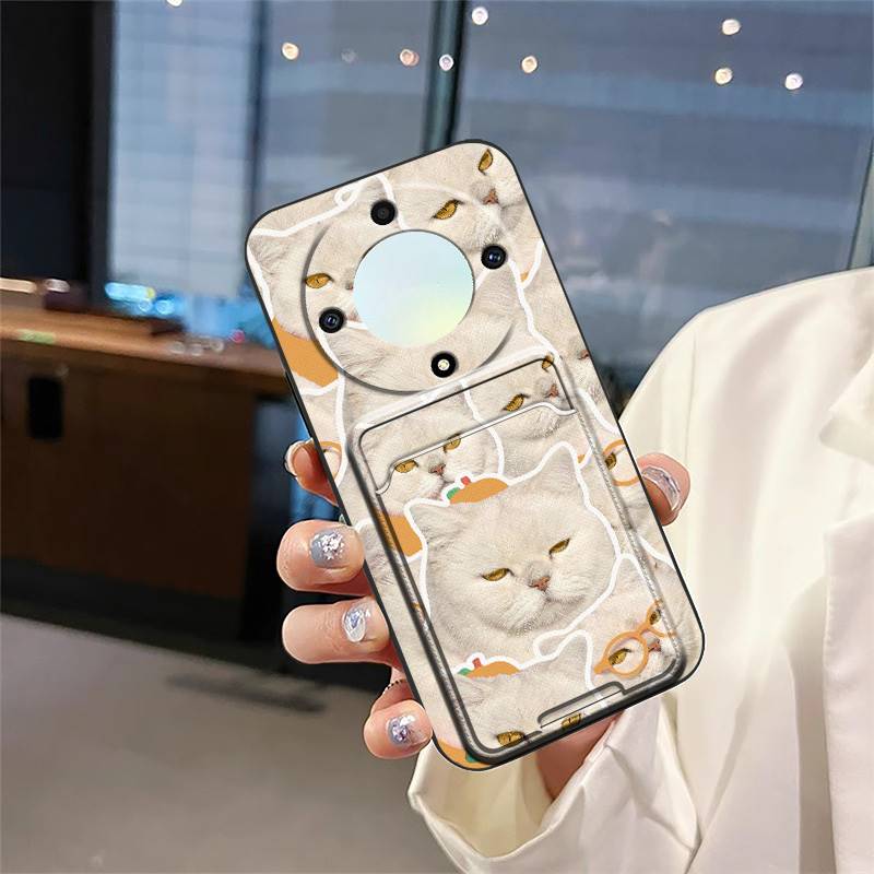 Противоударная задняя крышка Чехол для телефона для Honor X9a 5G/Magic5 Lite Слот для карт Грязеотталкивающий Защитный силиконовый Кармашек для карт Милый