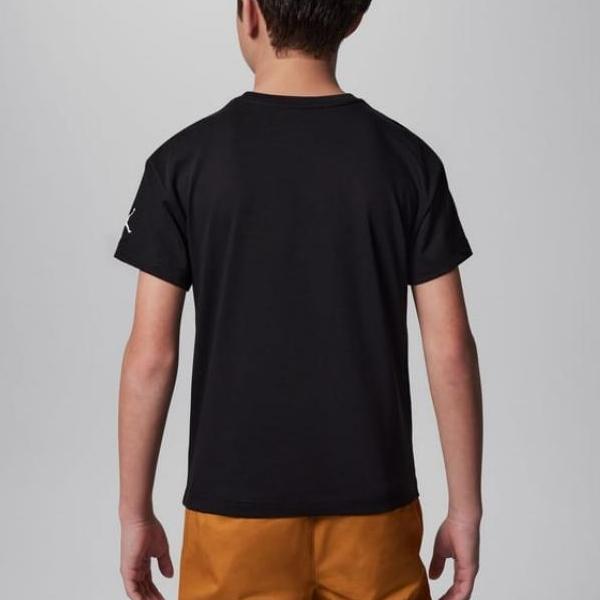 Jordan Air Logo Printed Ribbed Crew Neck Short Sleeve T-Shirt Kids Tops Black 95C899-023