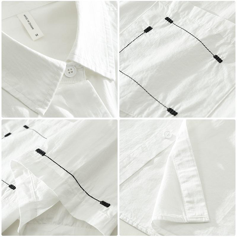 Летние корейские модные мужские рубашки, повседневные мужские рубашки из чистого хлопка с коротким рукавом, молодежная уличная одежда, свободные топы, дизайнерская принтованная рубашка