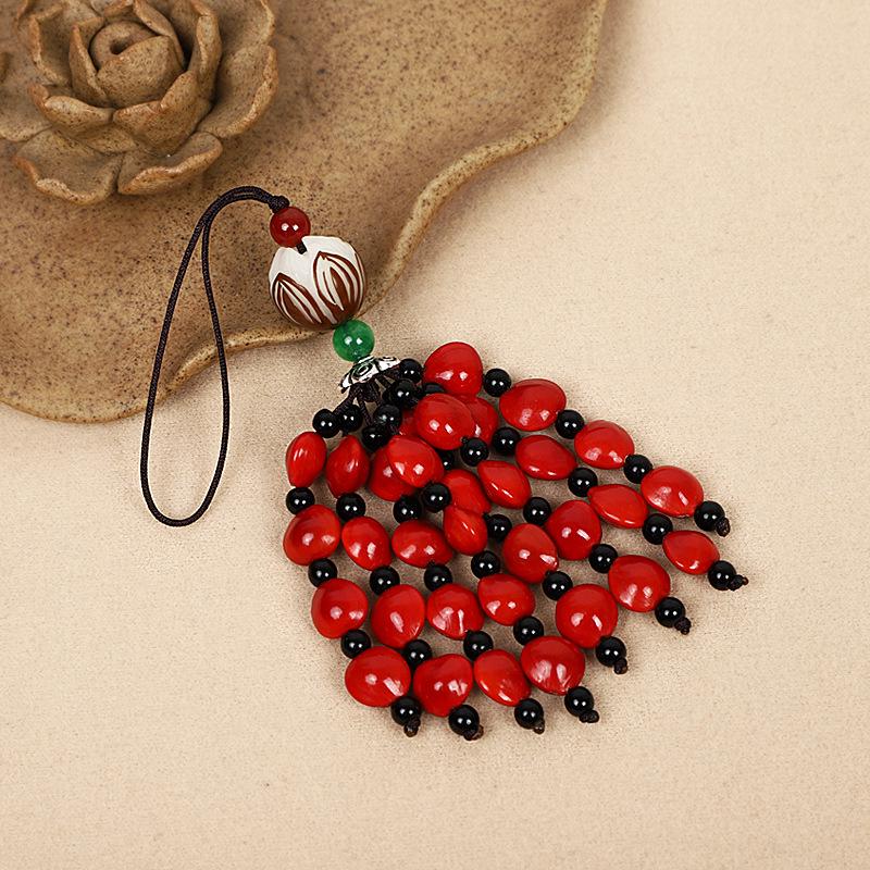 Red Beans & Acacia Bean Bodhi Phone and USB Drive Pendants, Zodiac-Themed Gifts