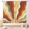Бохо Шторы с Солнцем, Фанки Хиппи Волна 70-х Абстрактный Рассвет Закат Модерн Геометрический Оранжевый Цветной Драпировка для Окна
