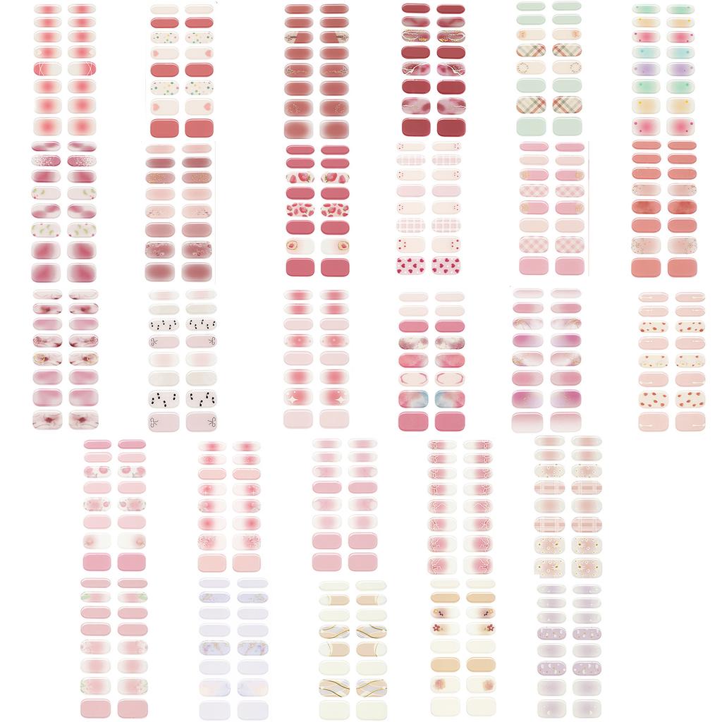 Semi Cured Gel Nail Strips Patches Sliders UV/LED Lamp Cured Adhesive Long Lasting Full Cover Gel Nail Stcikers Manicure