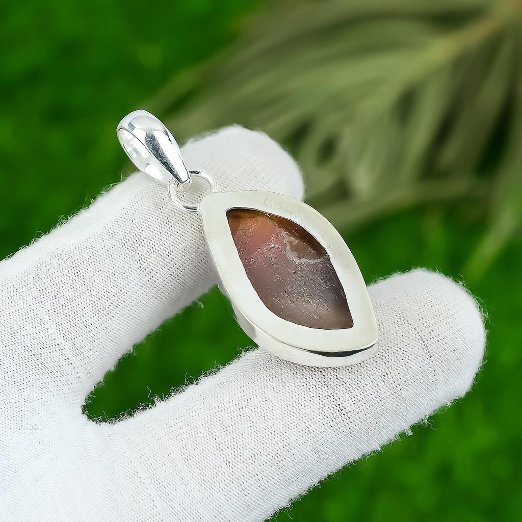 Sterling Silver Marquise Natural Mookaite Bezel Engagement Artisan Wife Pendant