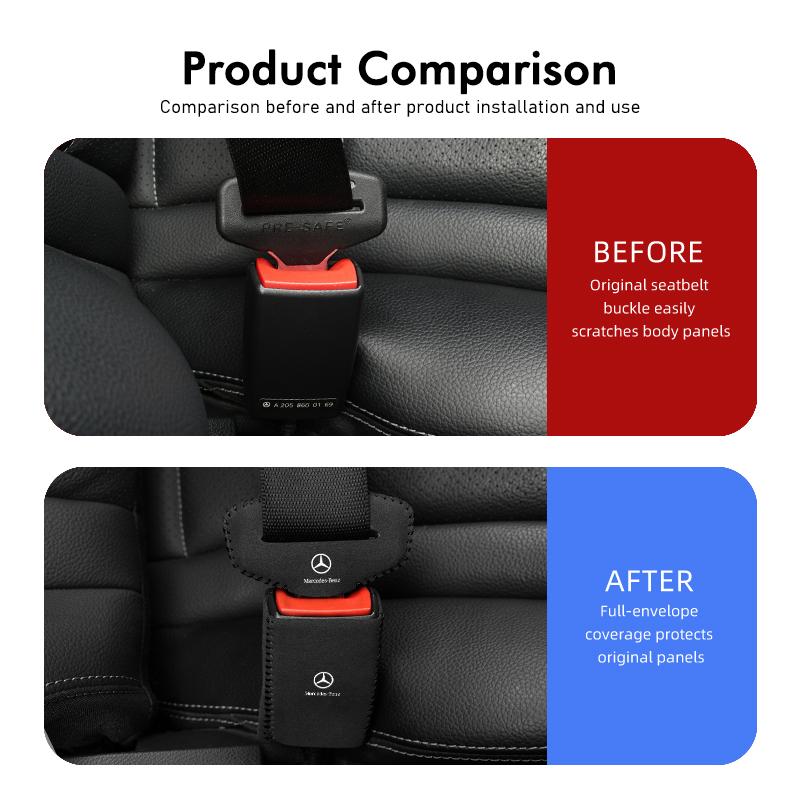 D1-2pcs Car Suede Belt Buckle Protector Anti-Scratch Safety Base For Benz W202 W212 W126 W140 W168 W177 CLS GLE GLC GLS CLA