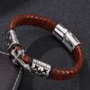 Vintage Cross Leather Bracelet Of Men Brown Braid Charm Steel Clasp Bangles Male Jewelry Gift