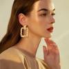 Electroplated Gold Brass Retro Picture Frame Earrings for Women – Long, Stylish and Fashionable