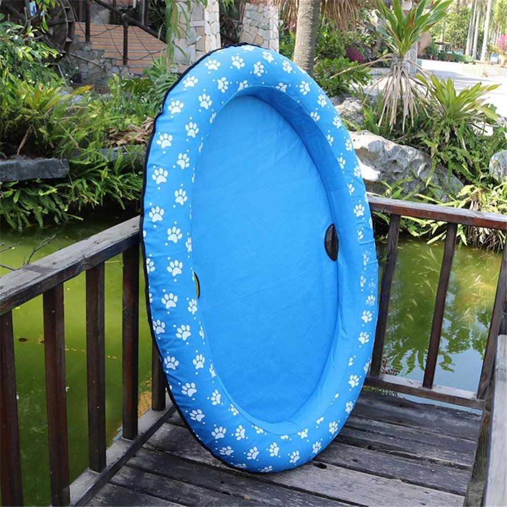 Raised Bolster Pet Floating Raft Oval Cushion Shape Pet Floating Boat Daily Lounging