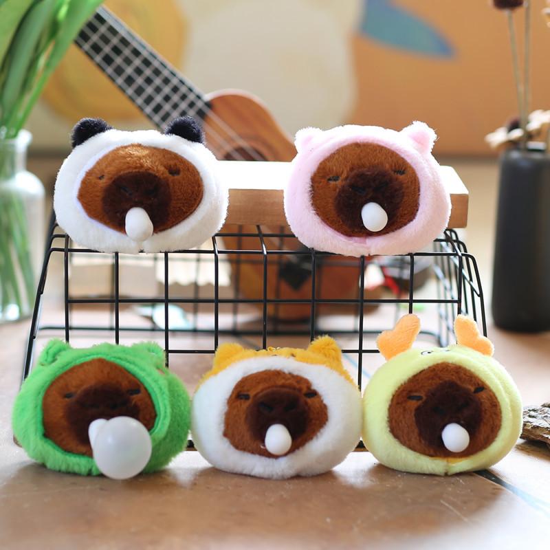 Cute Cute Bubbles and Bubbles, Kapibala Small Pendant, Plush Toy, Capybara Bag, Hanging Ornament Keychain