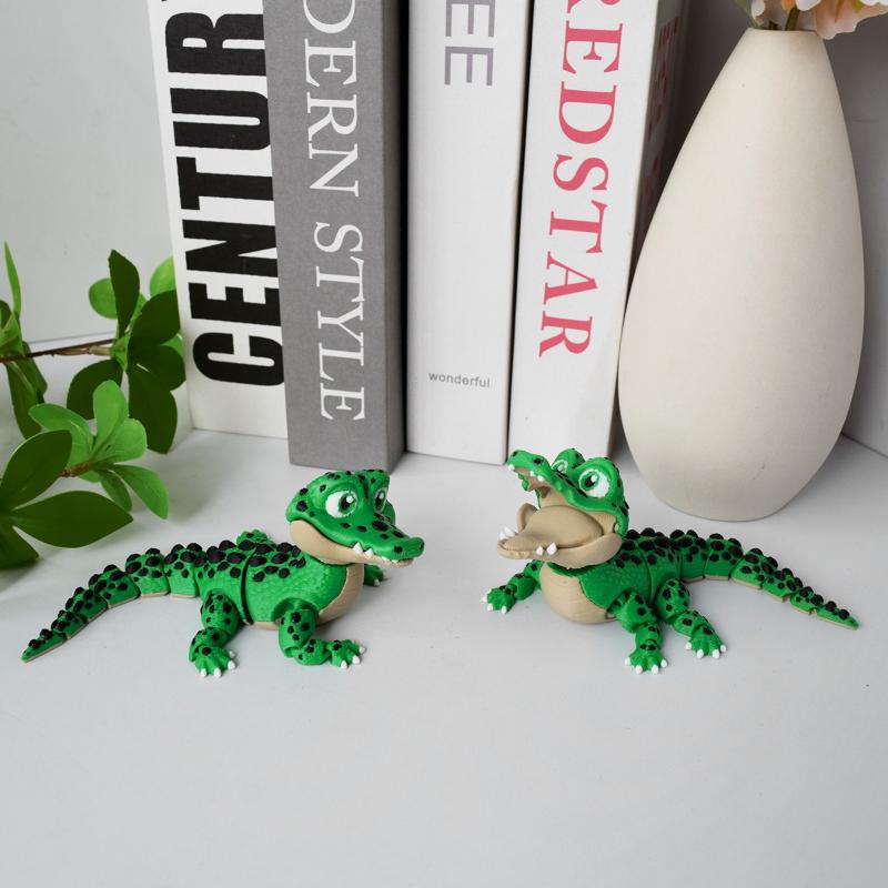 Реалистичная маленькая статуэтка-игрушка крокодила 3D-печать Игрушка Суставы Подвижный Крокодил Зоопарк Маленькое Животное Настольный Декор Детский Забавный Подарок