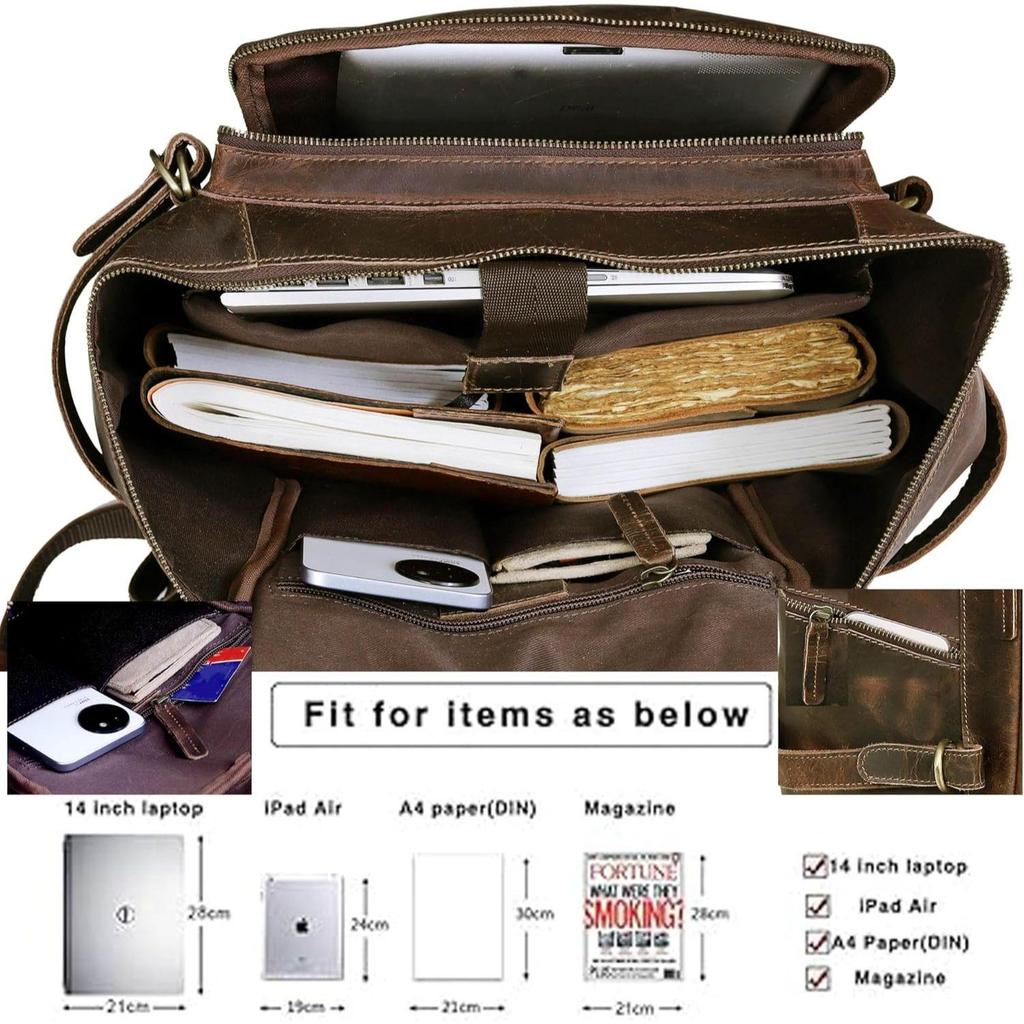 Leather Backpack For Women Men Genuine Leather Laptop Backpack Vintage Large Capacity Business Retro Daypack