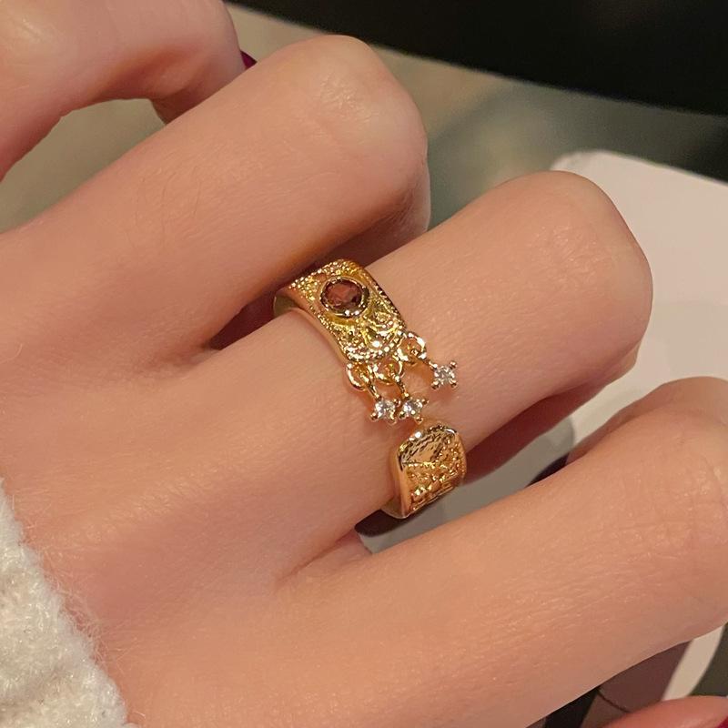 Medieval Gold Retro Fashion Personality Niche Design Open Ring Jewelry High Sense Ring Women