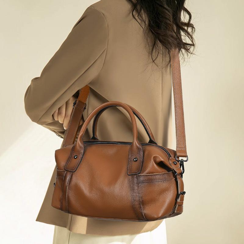 Johnature Универсальная женская сумка ручной работы из натуральной кожи в стиле ретро, большая вместимость, однотонные сумки через плечо