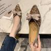 Pointed Single Shoes Women's 2025 Spring New Rhinestone Bow Shallow Mouth Flat Bottom Scoop Doudou Gentle Soft Sole Single Shoes Women