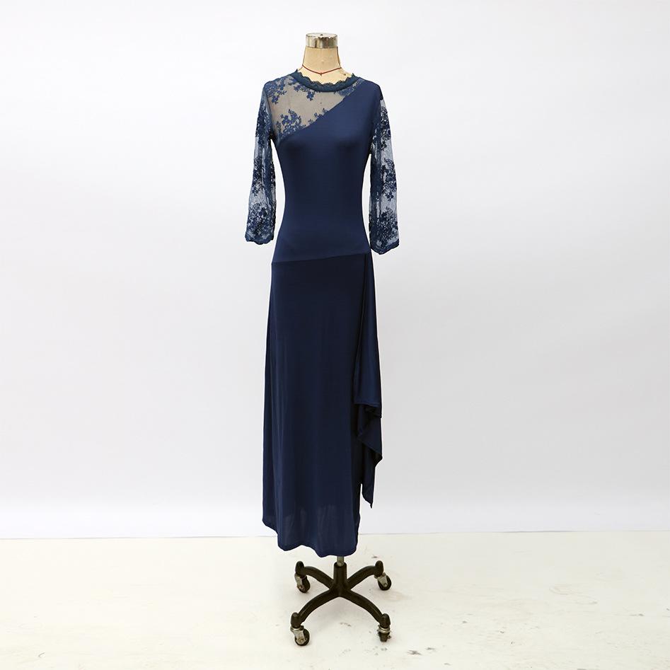 Женское длинное кружевное платье с круглым вырезом, свадебное платье