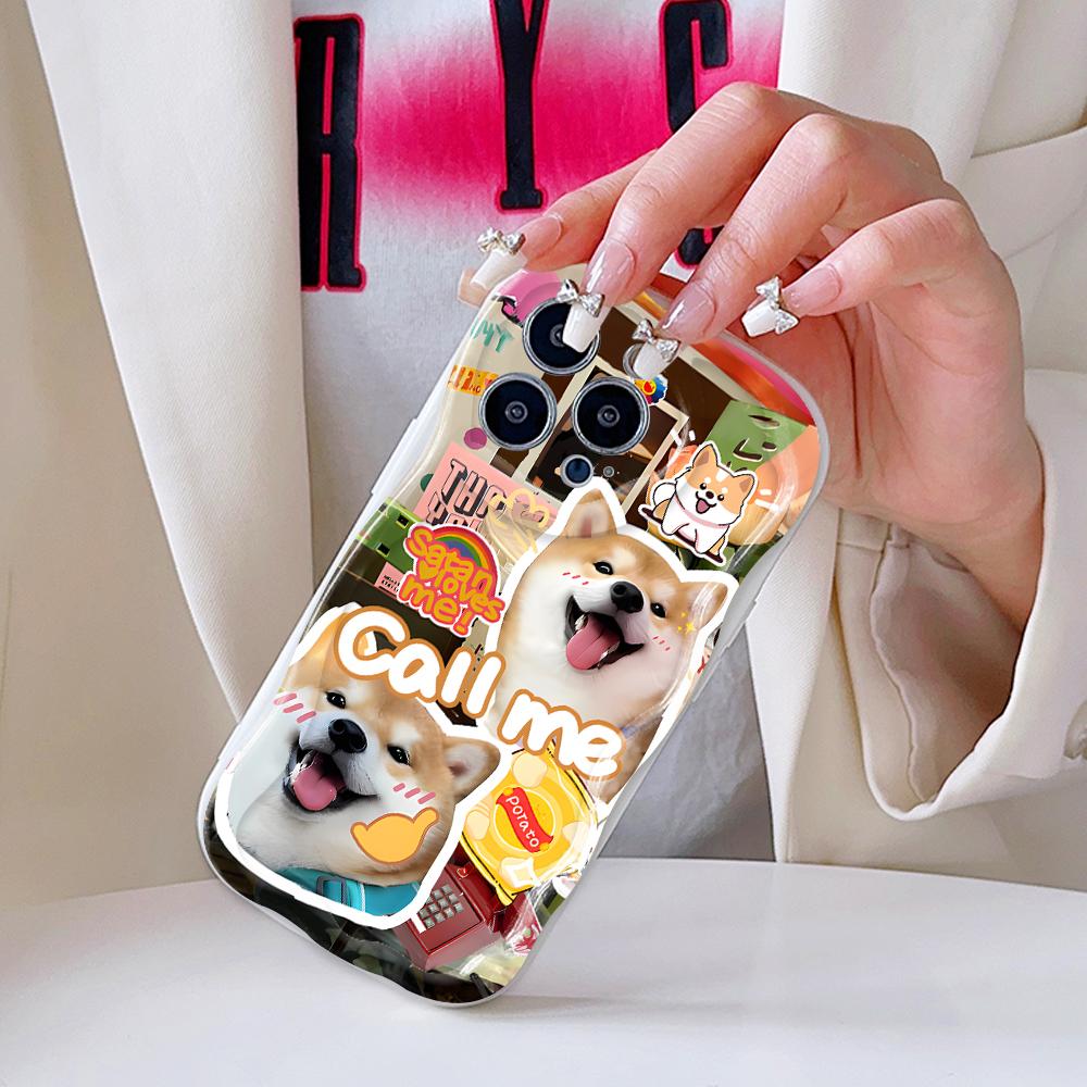 Для OPPO A17 A18 A38 A58 A98 Reno7 Z 8Z 8T 11F 11 Pro Realme 12 Lite 12 Pro C30 милый собачий котик кремовая текстура мягкий силиконовый полный защитный чехол для объектива