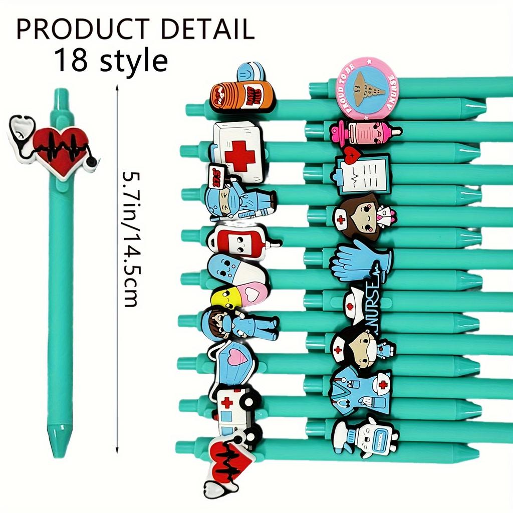 [Гелевые ручки для медсестер и врачей] Набор 6/12/18 шт. с черными гелевыми стержнями 0,5 мм, гелевые ручки для медицинских работников | Ручки для медицинских карт, день медсестры