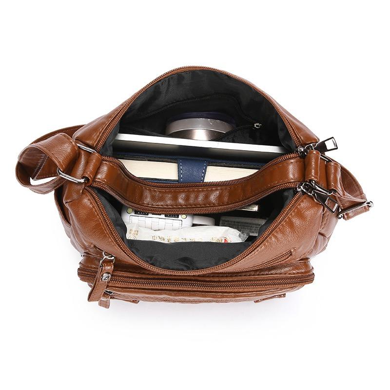 Новая выстиранная модная универсальная наплечная сумка-мессенджер большой вместимости, из мягкой кожи высокого качества, среднего размера, сумка для мамы