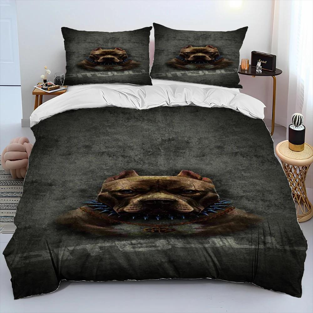 Мультяшный Питбуль Постельный Комплект Одеяло Пододеяльник Наволочка,Комплект Постельного Белья Кинг Квин Размер для Взрослого Ребенка