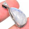Natural Rainbow Moonstone Gemstone 925 Solid Sterling Silver Pendant 1.22" C2T61