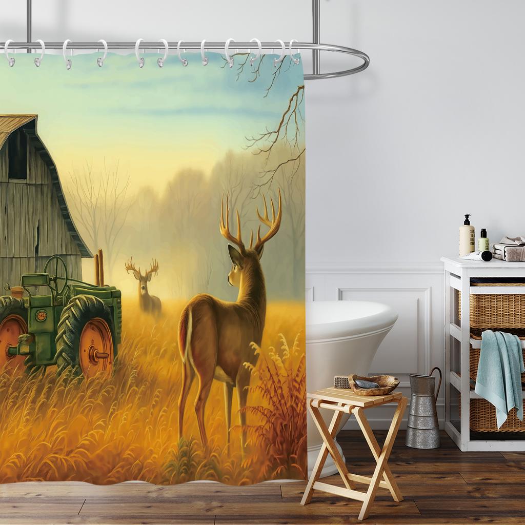 1 шт. Водонепроницаемая шторка для душа с принтом фермерского лося, разделительная шторка для ванной комнаты, защита, конфиденциальность, разные размеры, простая установка