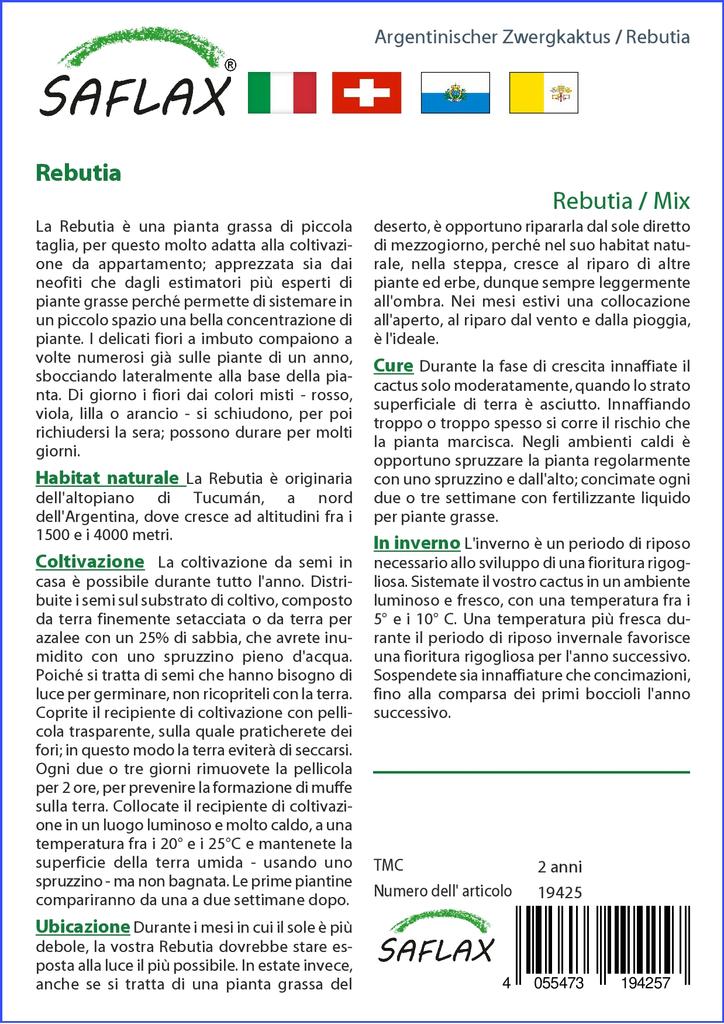 SAFLAX Ребутия - 40 семян - С горшечным субстратом для лучшего выращивания - Ребутия Микс