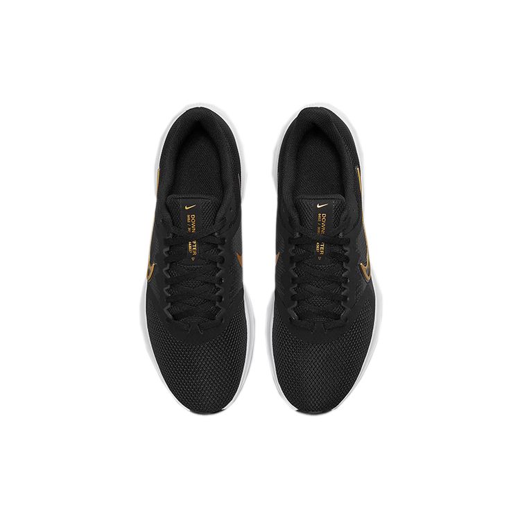 Nike Downshifter 11 Black Metallic Gold Men Sneakers White CW3411-009