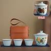 Ru Kiln Travel Tea Set Small Set Kuaike Cup One Pot Three Cups Portable Storage Bag Outdoor Kung Fu Companion Gift
