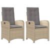 VidaXL Chaises inclinables jardin lot de 2 et coussins résine tressée 365173
