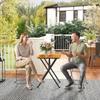 3-Piece Seating Group Dining Set for 2 People, Folding Dining Table with 2 Folding Chairs for Patio Balcony Teak