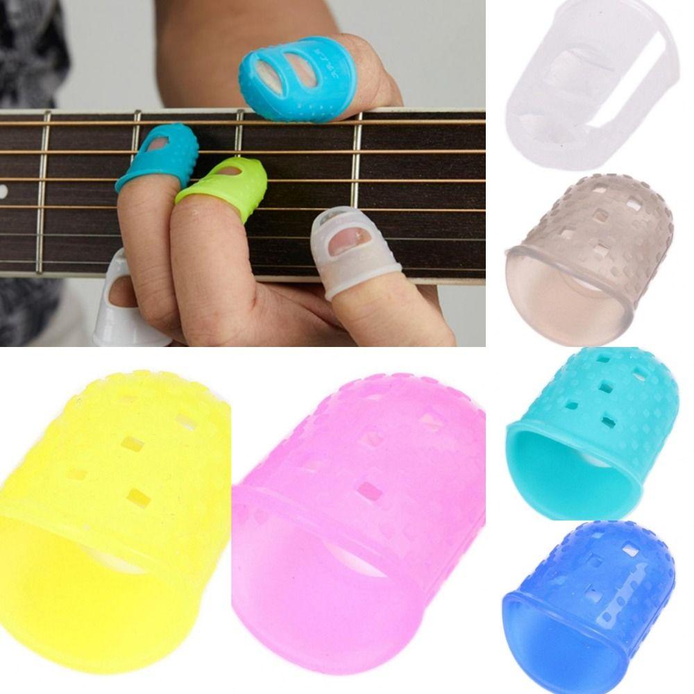 4pcs/set Non-Slip Silicone Finger Guards Rubber Thimble Guitar Fingertip Protectors   Unisex