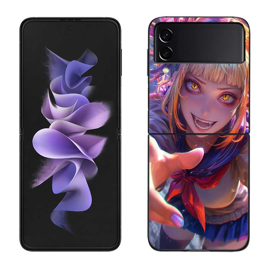 Чехол для телефона аниме Химико Тога для Samsung Z Flip 7 6 5G Galaxy Z Flip 5 4 3 Черный Жесткий Чехол-Крышка Роскошный ПК Корпус Coque