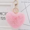 "Charming Heart-Shaped Rabbit Fur Keychain - Fashionable Fluffy Accessory for Ladies' Bags"