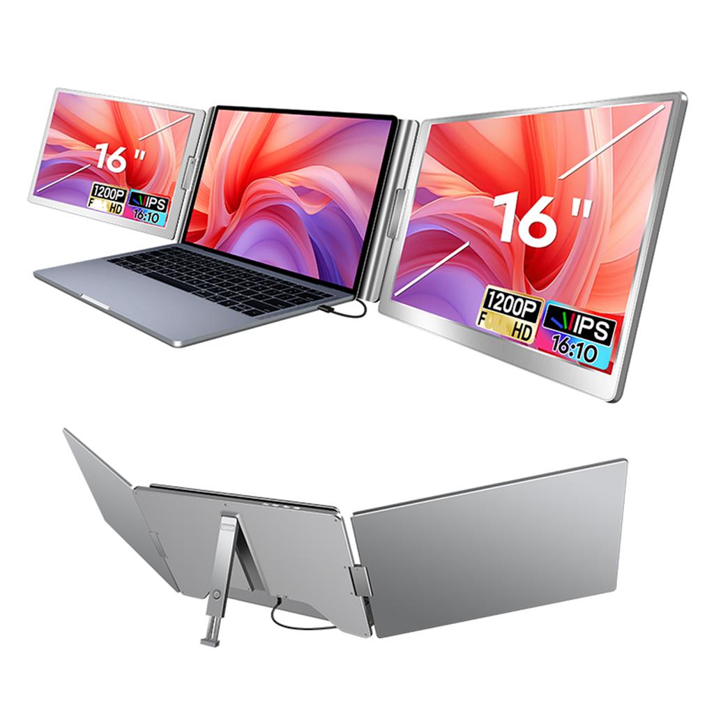 16"" Расширитель экрана для ноутбука 16:10 FHD портативный тройной монитор для 1218,5" ноутбука складной монитор