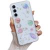 Совместимый для Samsung Galaxy A15 4G / 5G Чехол, Милые Прозрачные Чехлы с Дизайном Звезды и Луна Блестящий Глиттер Планета Эстетичный Силиконовый Ударопрочный Чехол