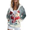 Женская рождественская печатная толстовка осень-зима с длинным рукавом кардиган куртка с карманами на молнии толстовка с капюшоном верхняя одежда