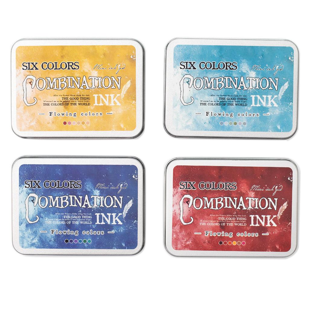 Colorful Ink Pads Set - 6 Vibrant Colors for Stamping, DIY Journal & Scrapbook Decoration (Non-Toxic)