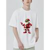 Crew Neck T Shirt Black Santa Claus with Sunglasses and Christmas Lights Print Casual Wear for Holiday Season