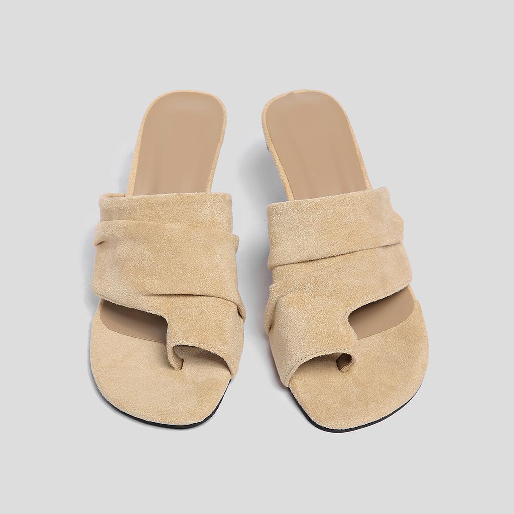 Fashion Clip-Toe Slipper Sandals Suede Slip-On Solid Color Fashion Concise Sexy Elegant Party Dress Summer Women Shoes Newest Thin Heels