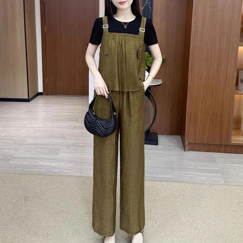 Летняя мода 2025 года: Трендовый комплект из двух вещей в уличном стиле инфлюенсера с брюками широкого кроя