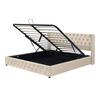 Composite Bed Upholstered with Curved Headboard, Double Row of Rivets, Velvet, Button-Tufted Headboard And Footboard, 160x200cm, Hydraulic Function