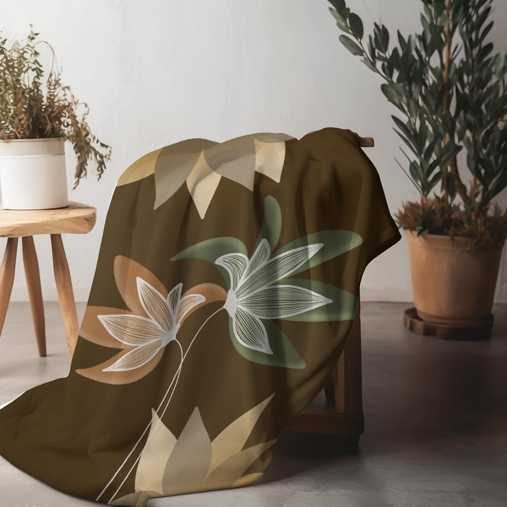 Plush Throw Blanket Floral Abstract Leaf Pattern Sofa Bed Living Room Decor Autumn Winter Blanket