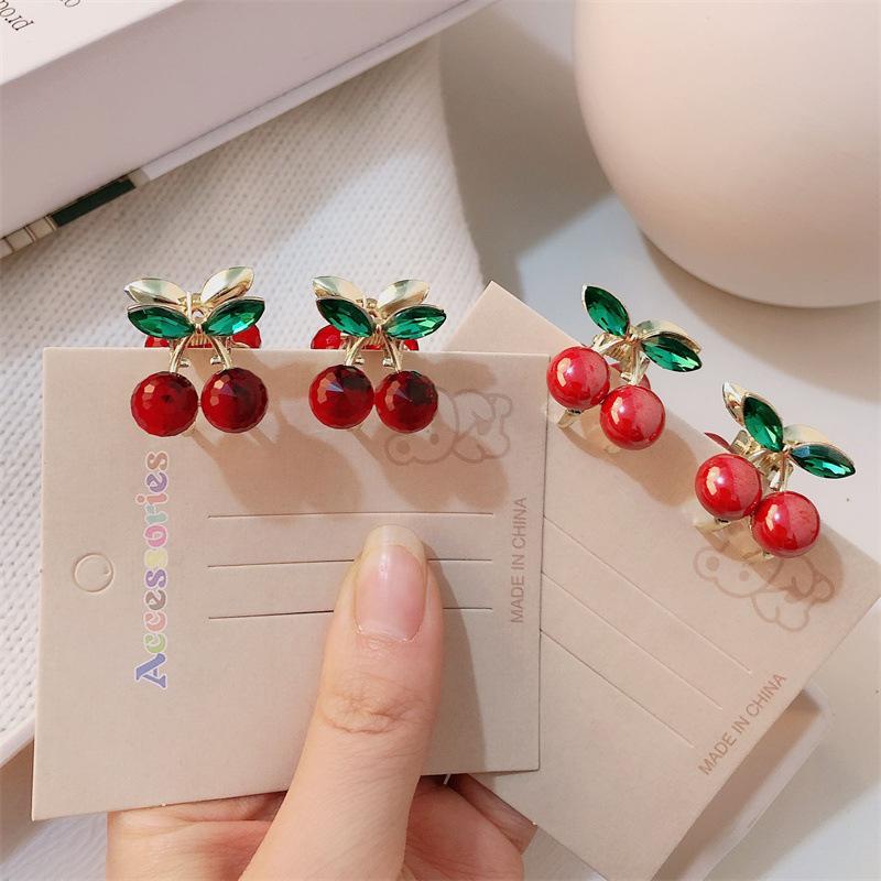 1 шт. заколка для волос 'Вишня' для девочек; боковая заколка для коротких волос; милая и нежная заколка для волос; мини-заколка для волос с мини-челкой