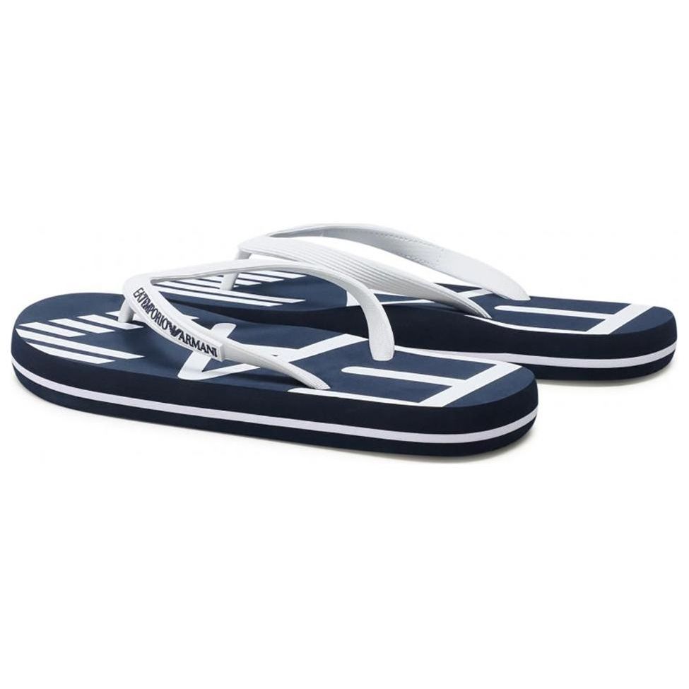 Emporio Armani Резиновые шлепанцы с плоским принтом логотипа Мужская обувь Темно-синий XCQ004XK196N527