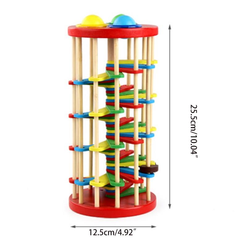 Children Pounding Ball Fall Ladder Small Hammer Colorful Knock Toy Baby Early Education Wooden for Baby 2 3 4 Years Old