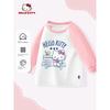 Базовая футболка для девочек Hello Kitty из чистого хлопка, удобная весенняя одежда для малышей, модная детская футболка с длинным рукавом, Hello Kitty