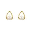 Korean Style 18K Gold-Plated Freshwater Pearl Stud Earrings - Cold Style Niche Design Jewelry