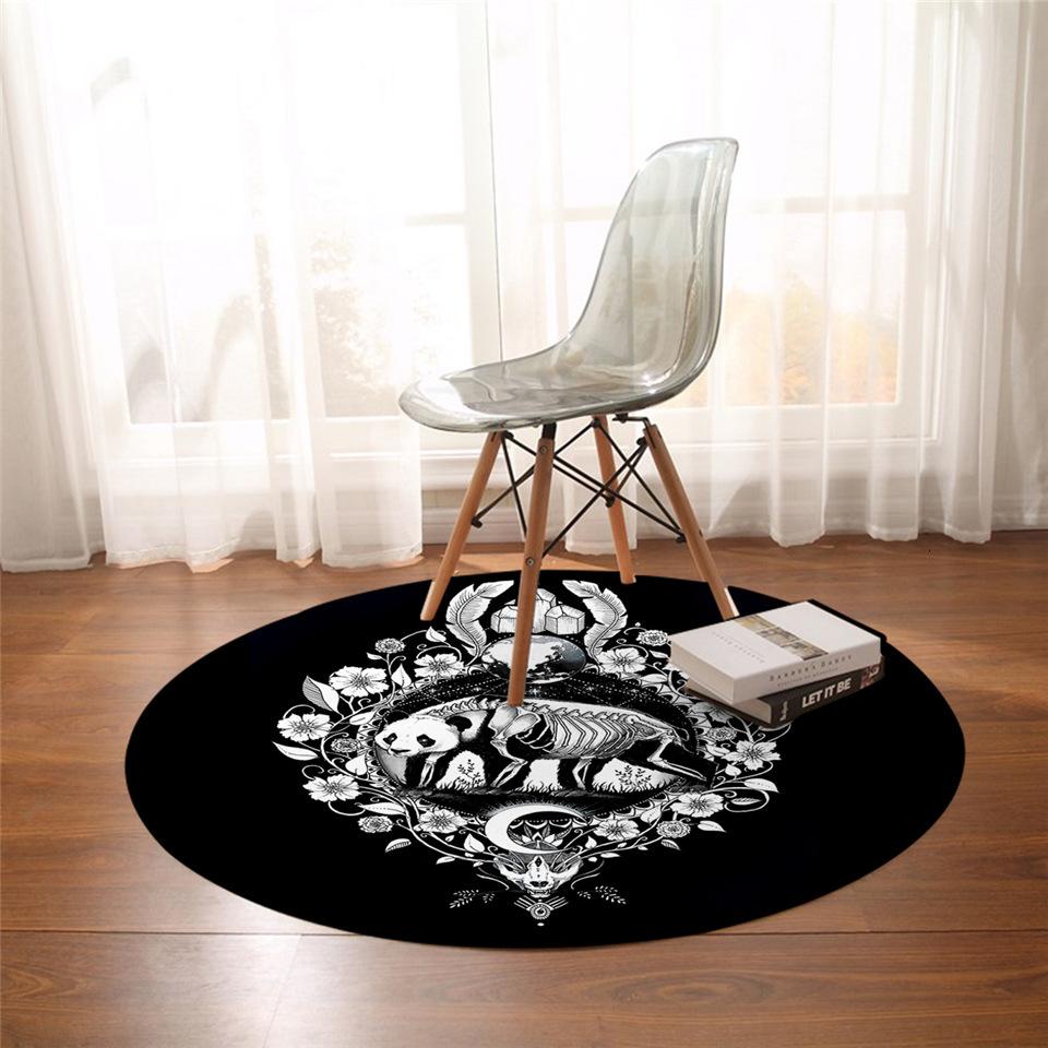 Круглый ковер Moon Kids, черный ковер для спальни, коврики с белой лисой, противоскользящие коврики Planet, коврики для домашнего декора, напольные коврики