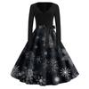 Women's Fashion V-Neck Casual Slim Christmas Printed Long Sleeve Dresses