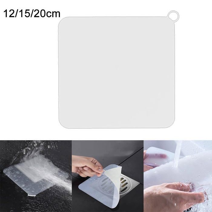 Bouchon de vidange sol silicone gris 15 x 15 cm — étanche, anti‑odeurs, antidérapant